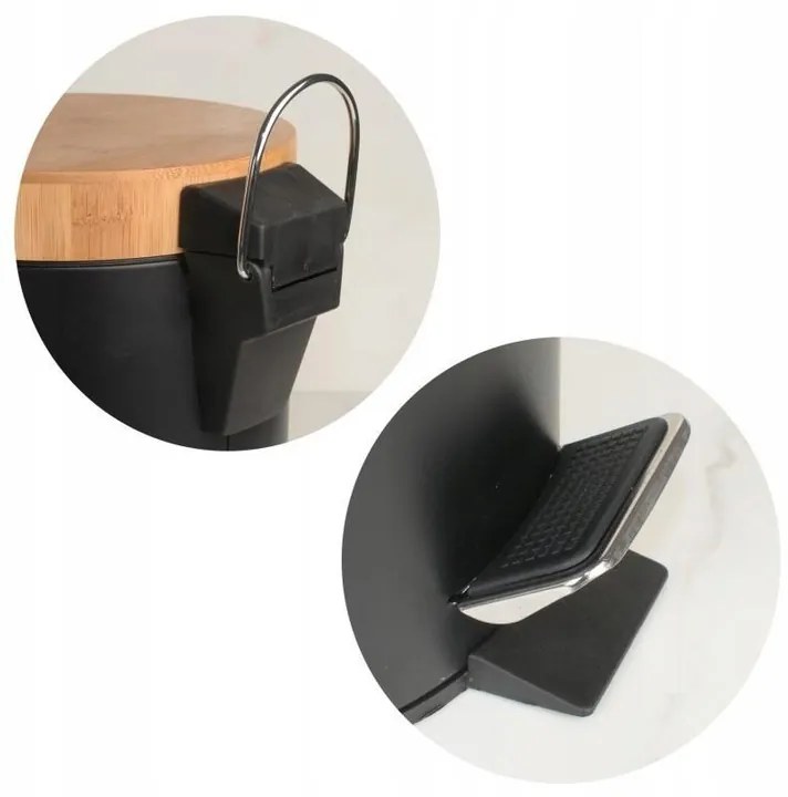 Odpadkový kôš do kúpeľne s bambusovým krytom 3l - čierny