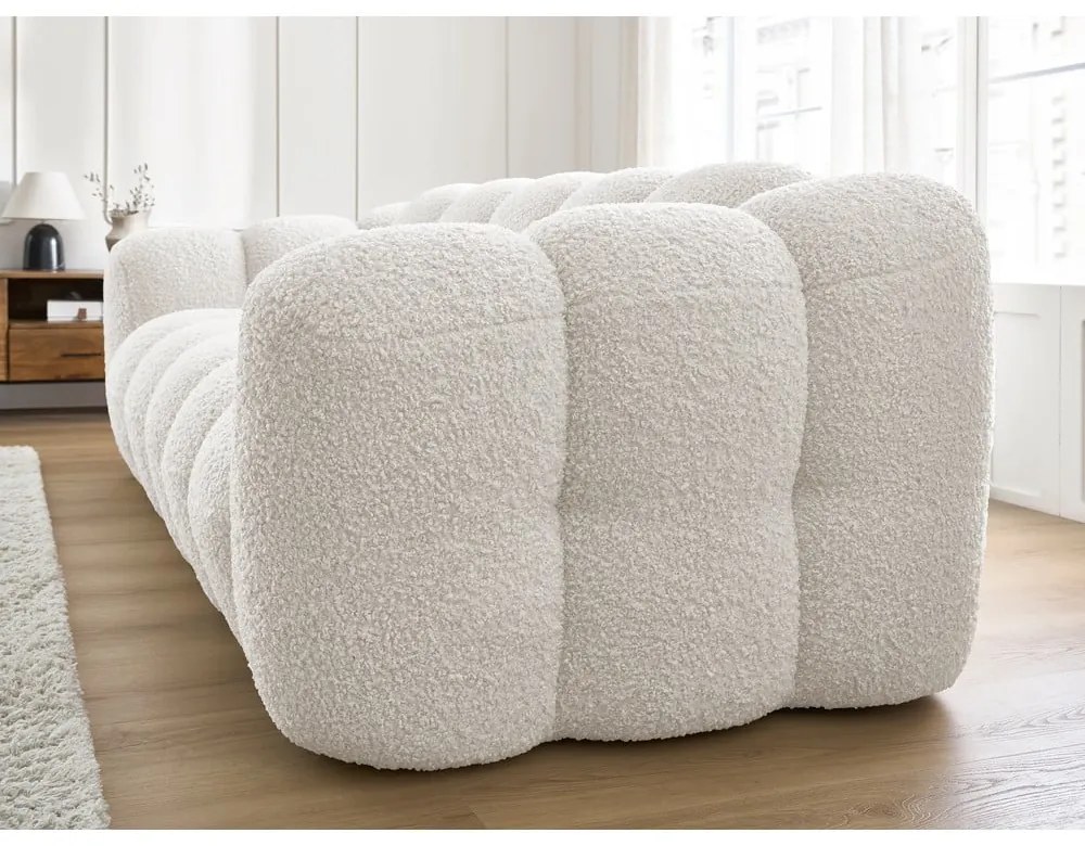 Biela pohovka z textílie buklé 232 cm Hippolyte – Bobochic Paris