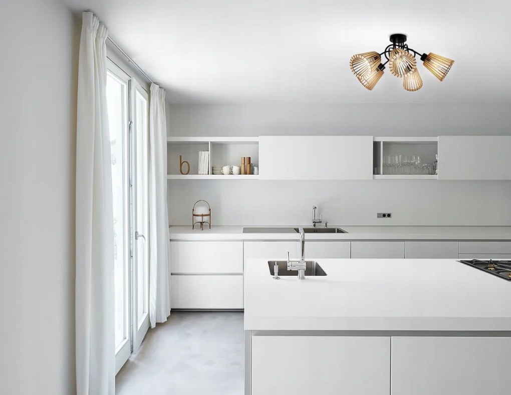 LED STROPNÉ SVIETIDLO LOFT 5XE27 DREVENÉ Kužeľ