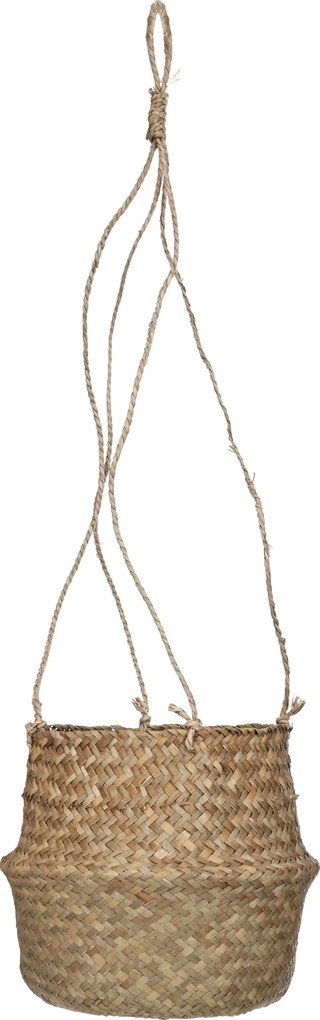 ZÁVESNÝ KVETINÁČ Z MORSKEJ TRÁVY BOHO 20X18 CM HNEDÁ