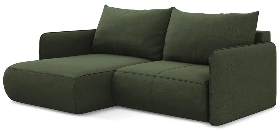 Zelená rozkladacia/s úložným priestorom rohová pohovka (ľavý roh) Nanea – Makamii