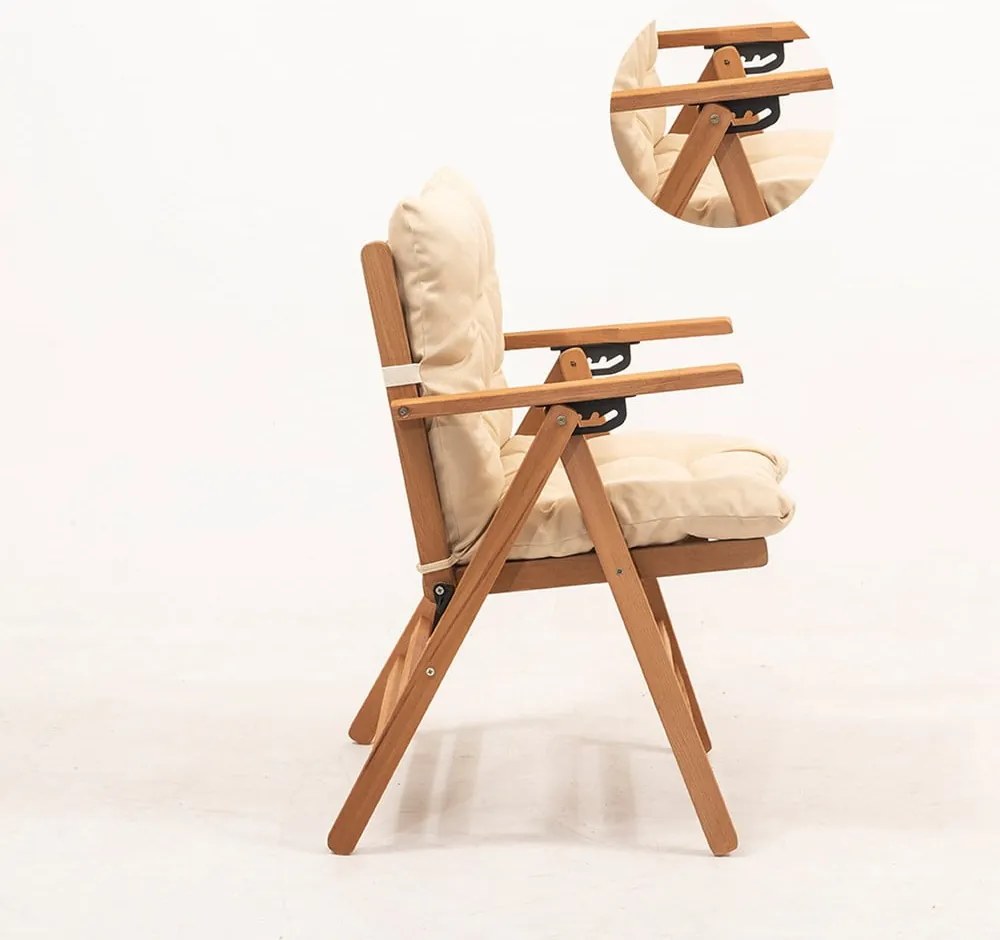 Drevené záhradné kreslo v krémovo-prírodnej farbe – Floriane Garden