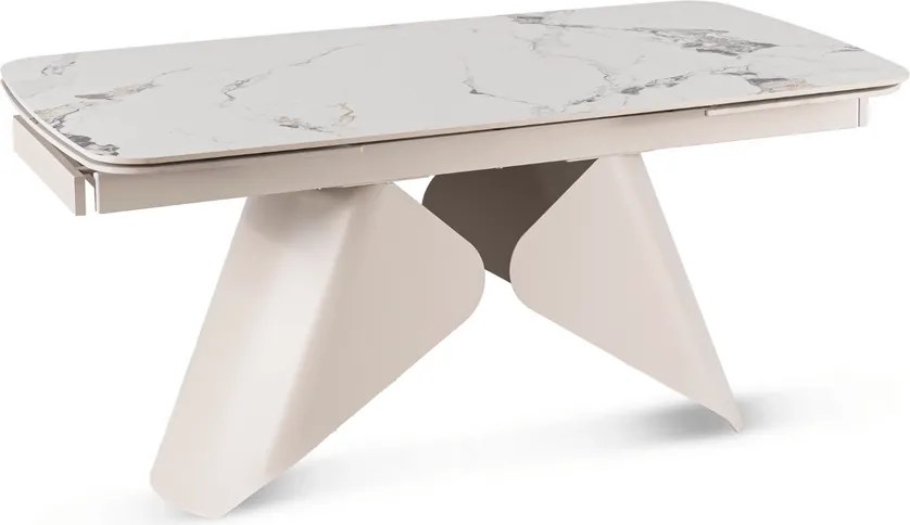 Rozkladací keramický stôl RENATO 160–240 cm Biely mramor/kašmír
