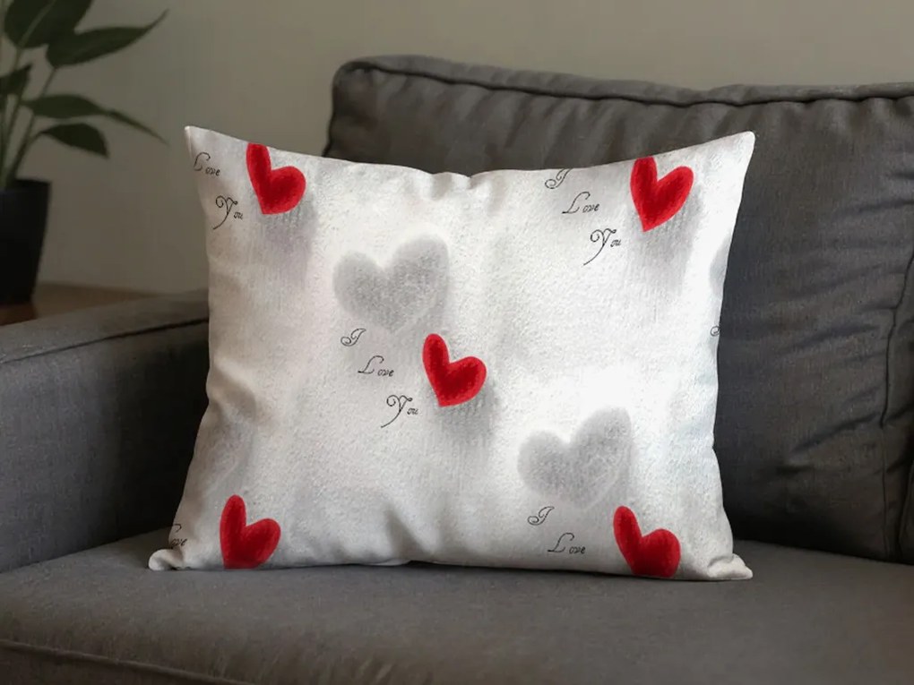 Sada 2 ks dekoračných poťahov na vankúš z mikrovlákna HEARTIZIA 50x70 cm, svetlo sivá