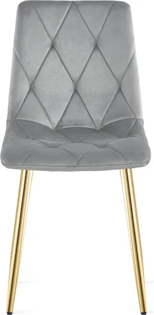 Sada troch jedálenských stoličiek LIBRA zamatové, svetlosivé / zlaté nohy (3 ks)