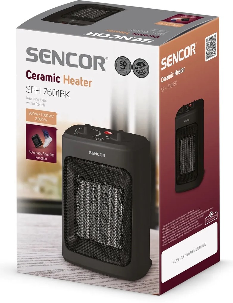 Sencor SFH 7601BK keramický ohrievač, čiernačierne