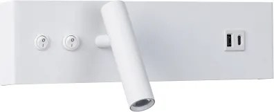 Brilagi-LED Nástenné bodové svietidlo s USB portom NOCTIS LED/3W/230V+LED/9W biela