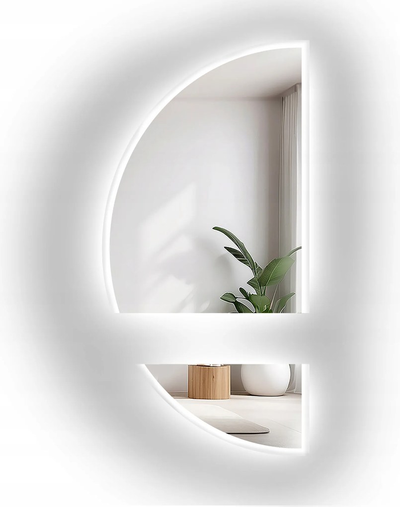 Polokruhové zrkadlo Doppio V Dvoch Častiach pieskované s Led diódami II 120x240