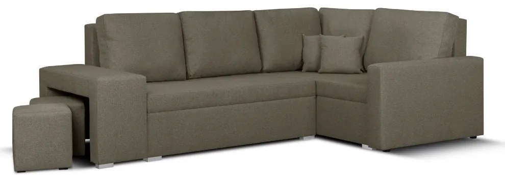 Rozkládací rohová sedací souprava MODO2 + 2 Taburety Světle hnědá