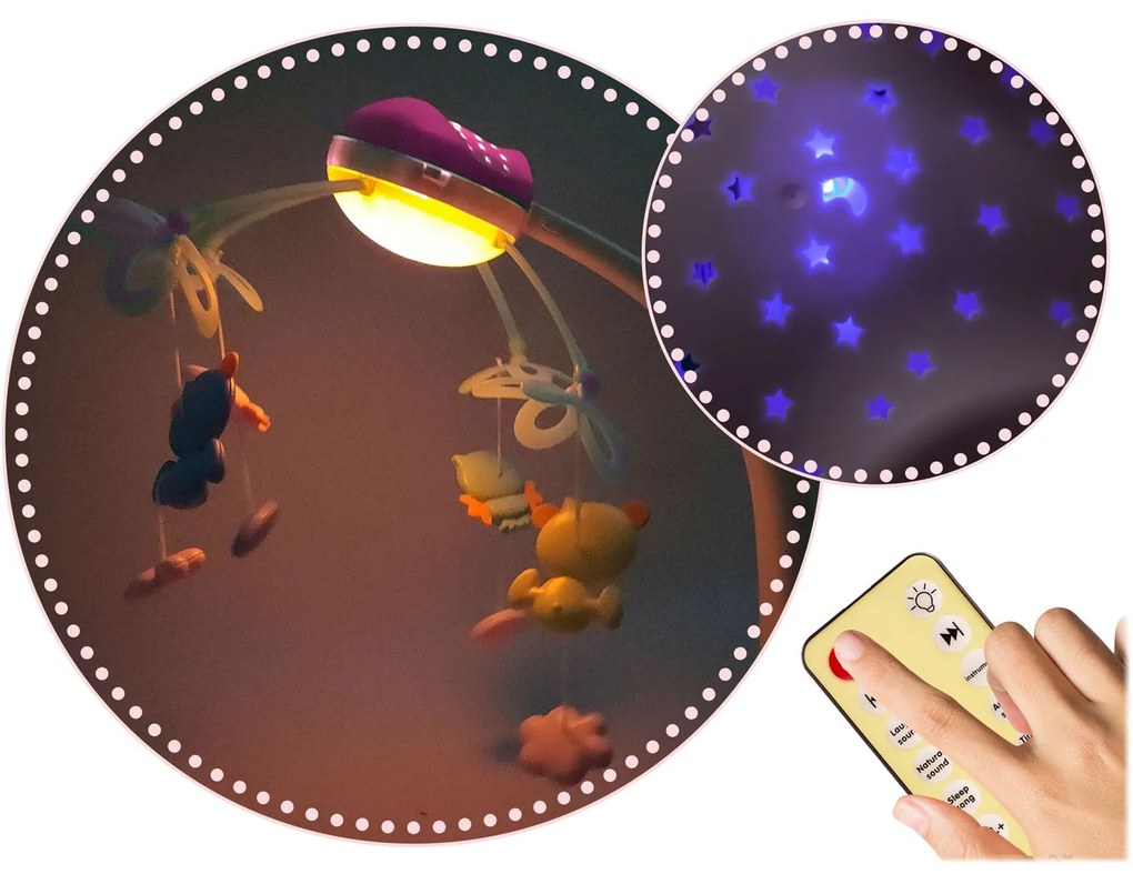 Ricokids Detský kolotoč s projektorom RK-813 ružový