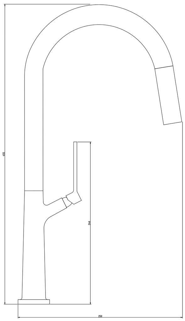 Gamma Awra, kuchynská batéria s vyťahovacou výlevkou a dvojfunkčnou sprchou, grafitová, GMA-BAA-GM