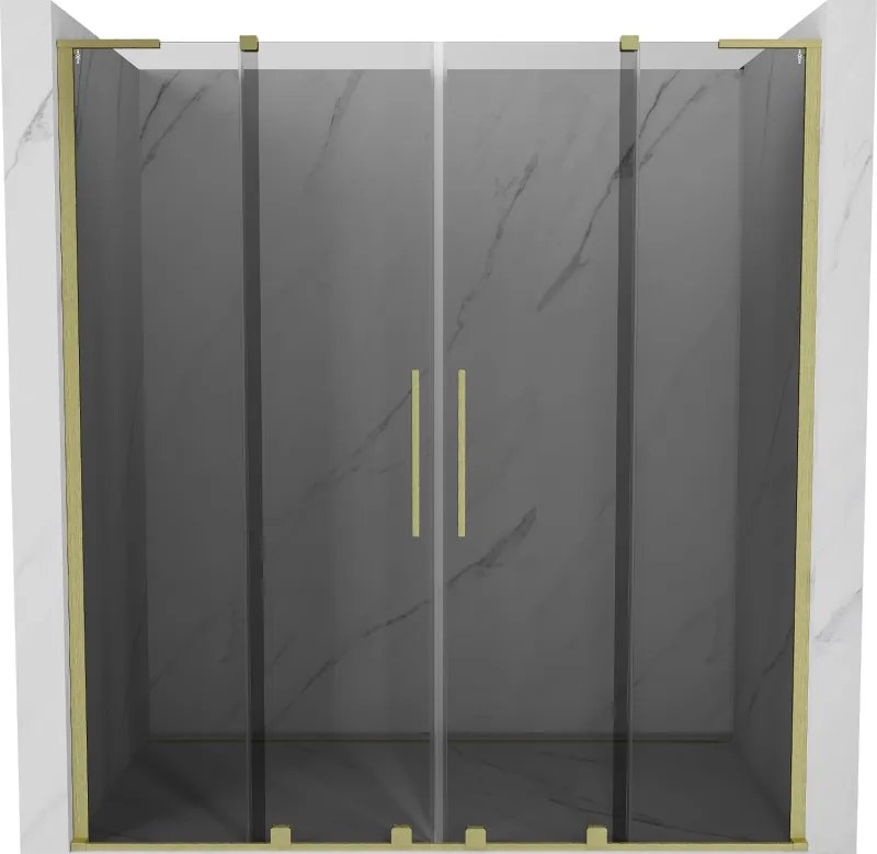 Mexen Velar L Duo, posuvné sprchové dvere do otvoru 170 cm, 8mm šedé sklo, zlatá matná, 871-170-003-42-55