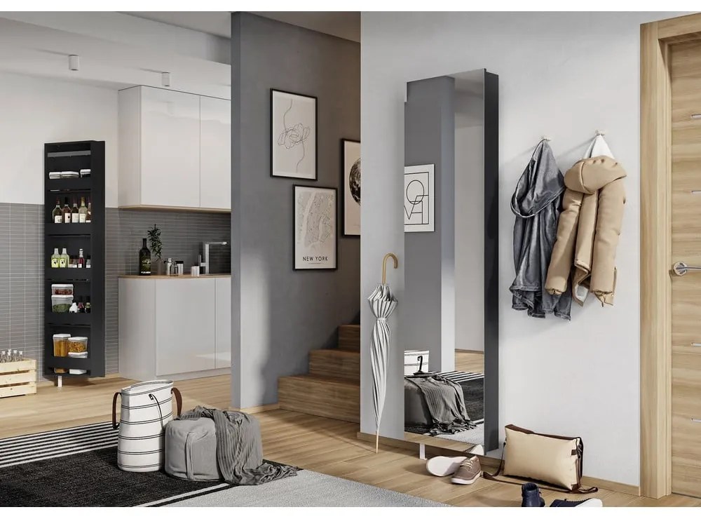 Antracitová predsieňová skrinka 50x195x18 cm Rotary – Germania