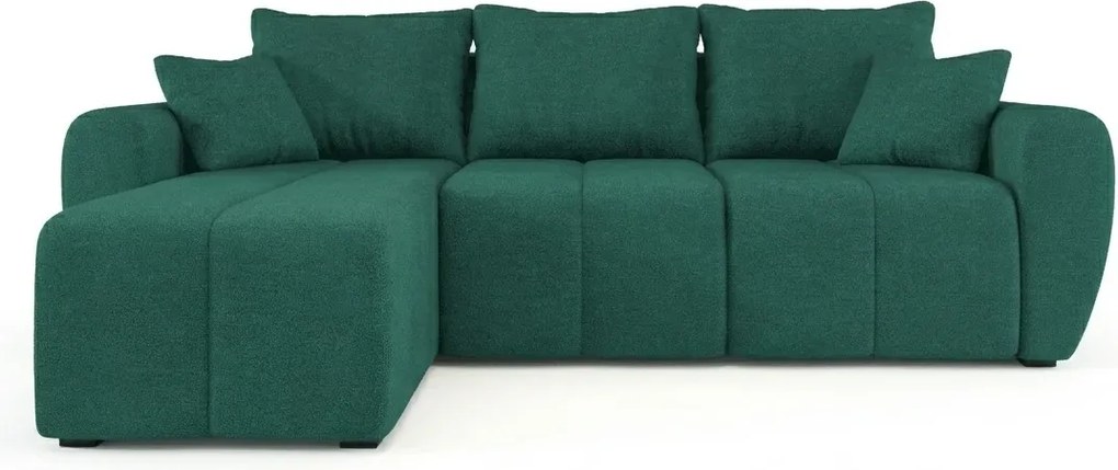 Rozkladacia obojstranná sedacia súprava do L SEVIO 246x145 cm, fľaškovozelená + 2 vankúšiky ZDARMA