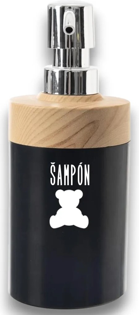 Označto Štítek/nálepka do koupelny Šampon - SLIM, medvídek Farba písma: Strieborná