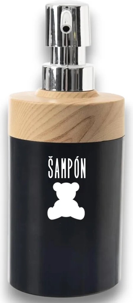 Označto Štítok/nálepka do kúpeľne Šampón - SLIM, medvedík Farba písma: Zlatá