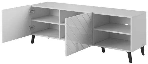 Elegantný TV stolík ABETO 150, biela - vysoký lesk