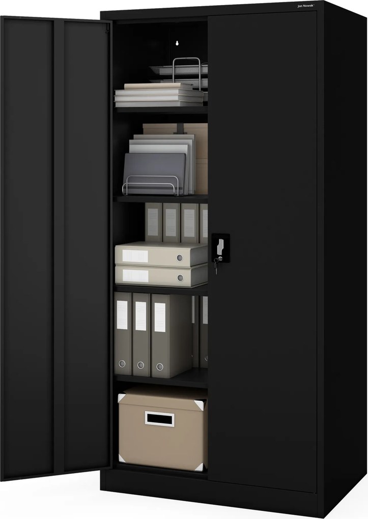 Kovová kancelárska a dielenská skriňa čierna JAN D600 900 x 1850 x 600 mm