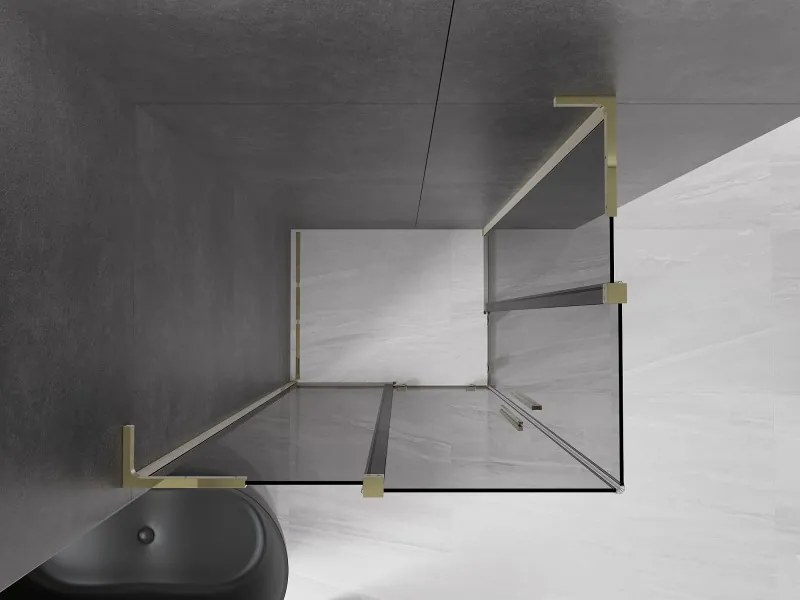 Mexen Velar L Duo, sprchový kút s posuvnými dverami 90 x 80 cm, 8mm šedé sklo, zlatá lesklá, 871-090-080-02-43-50