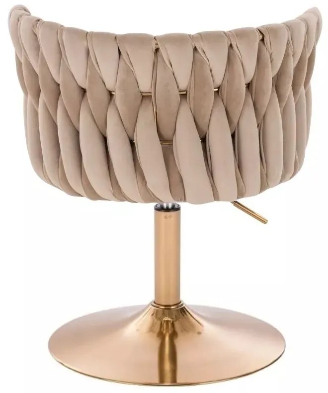 LuxuryForm DESIGN Stolička LYON VELUR na zlatom tanieri - latte