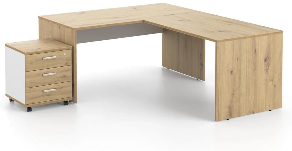 DREVONA Kancelársky stôl LUTZ 160x80 dub artisan + biela