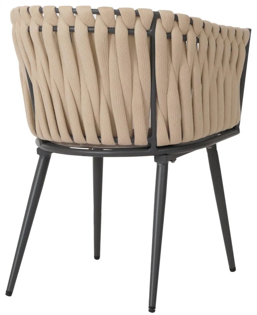 Záhradné stoličky HWC-N38 (SET 2 ks), olefínové lano, béžové vankúše - svetlo hnedá