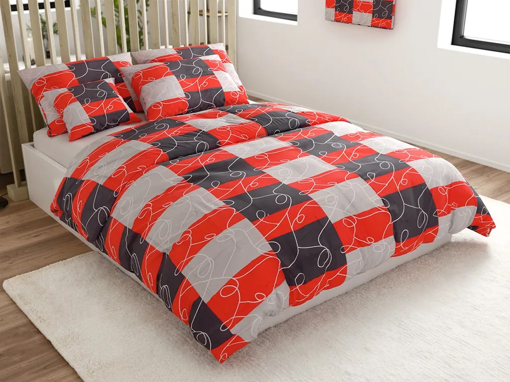 Bavlnené obliečky SQUARES BLEND červené Rozmer obliečky: 70 x 90 cm | 140 x 200 cm