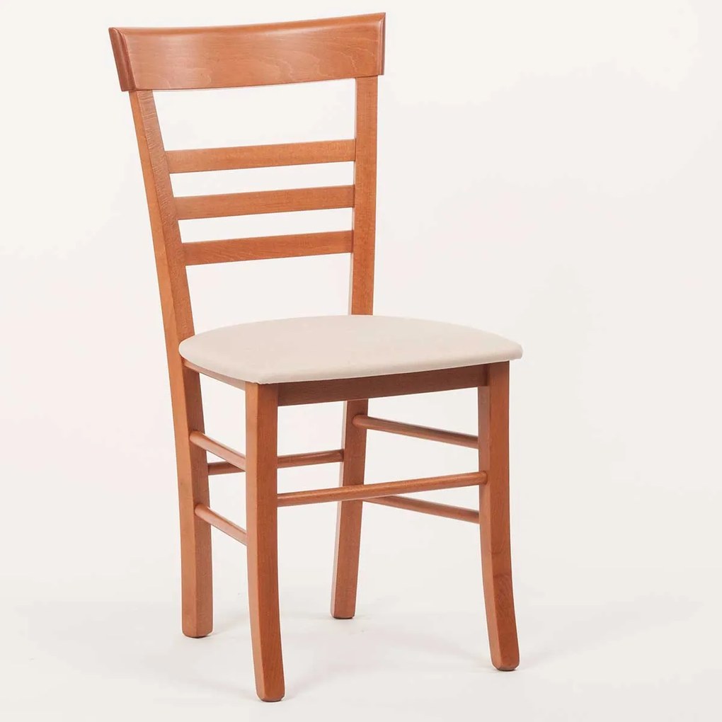 Stima Stolička SIENA s čalúneným sedákom Vyberte odtieň ->: Čerešňa, Vyberte látku ->: LUX Béžová 25