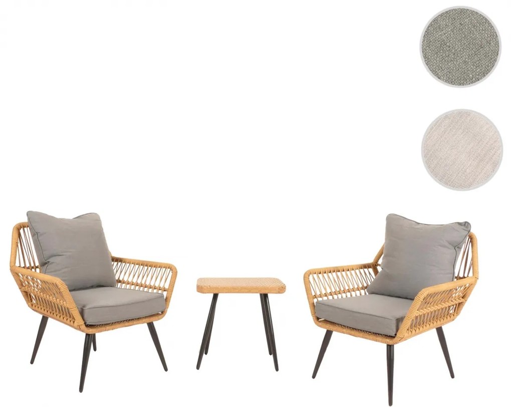 Záhradná súprava stoličiek a stolíka HWC-N34 - svetlo sivá