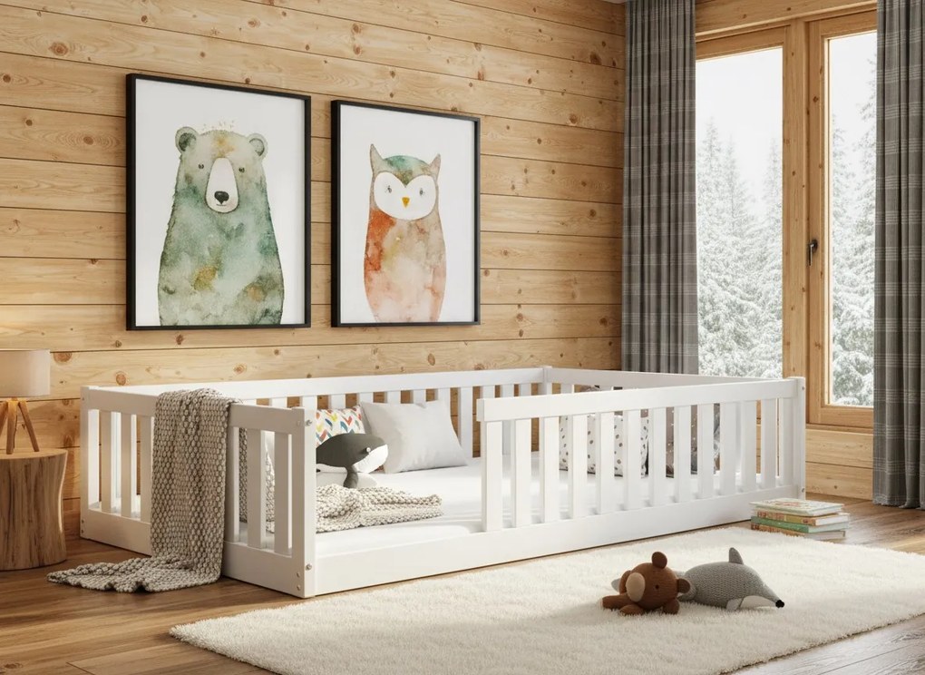 Široká posteľ BELLA SIMA 120×200 cm Montessori – biela