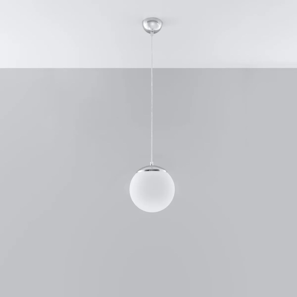 Závesné svietidlo Ugo, 1x biele sklenené tienidlo, (fi 20 cm), ch