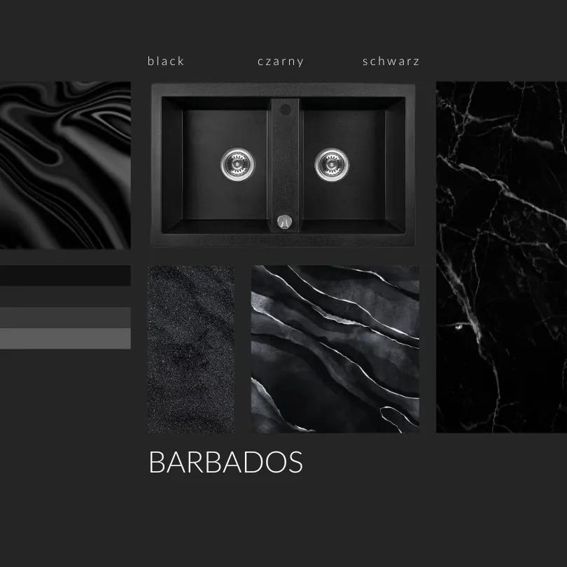 Laveo Barbados, 2-komorový granitový drez 780x480x185 mm, čierna škvrnitá, LAV-SBB_720T