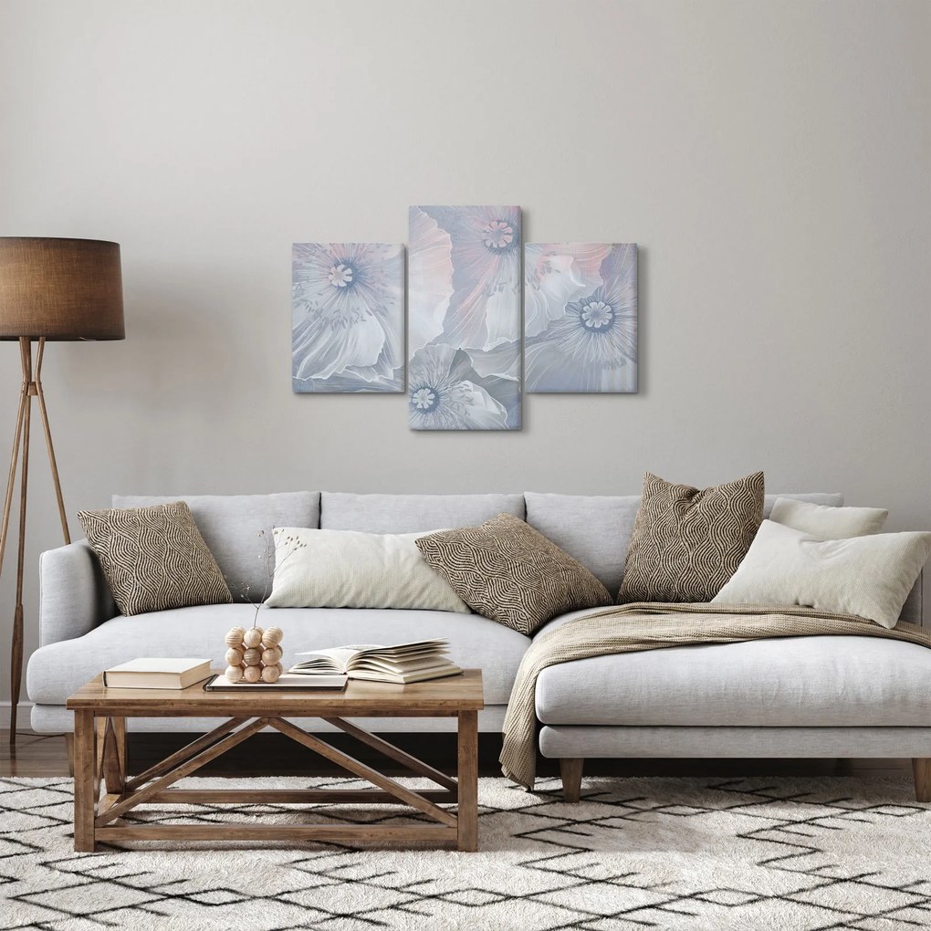 Obraz - Modré kvety na stene (90x60 cm)