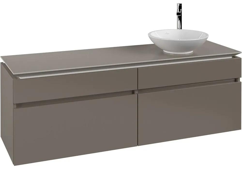 VILLEROY &amp; BOCH Legato závesná skrinka pod umývadlo na dosku (umývadlo vpravo), 4 zásuvky, 1600 x 500 x 550 mm, Truffle Grey, B59800VG