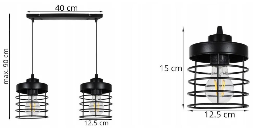 Závesné svietidlo Rasti, 2x drôtené tienidlo (výber z 2 farieb)