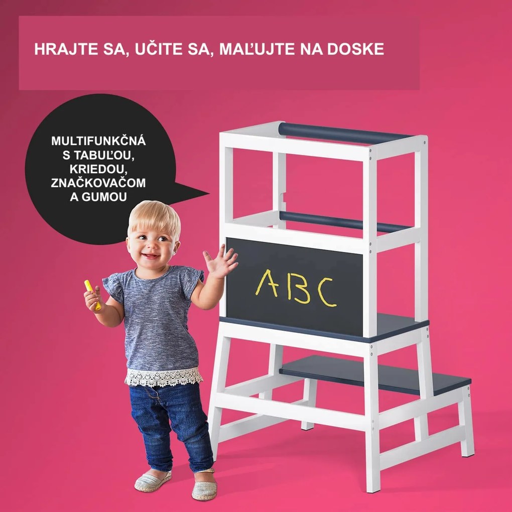 Spielwerk Učiaca veža PLAY borovica, 93x56x49, biela/antracit