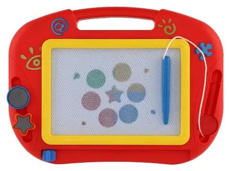 Teddies Magnetická tabuľka kresliaci farebná s doplnkami plast v krabici 32x24x3cm