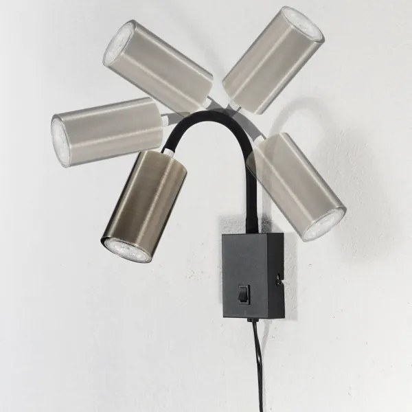 Globo 57911WM - Flexibilná nástenná lampa ROBBY 1xGU10/25W/230V čierna/mosadz