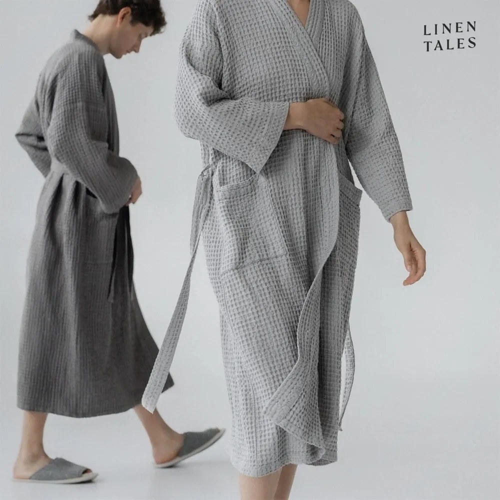 Tmavosivý župan veľkosť L/XL Honeycomb - Linen Tales