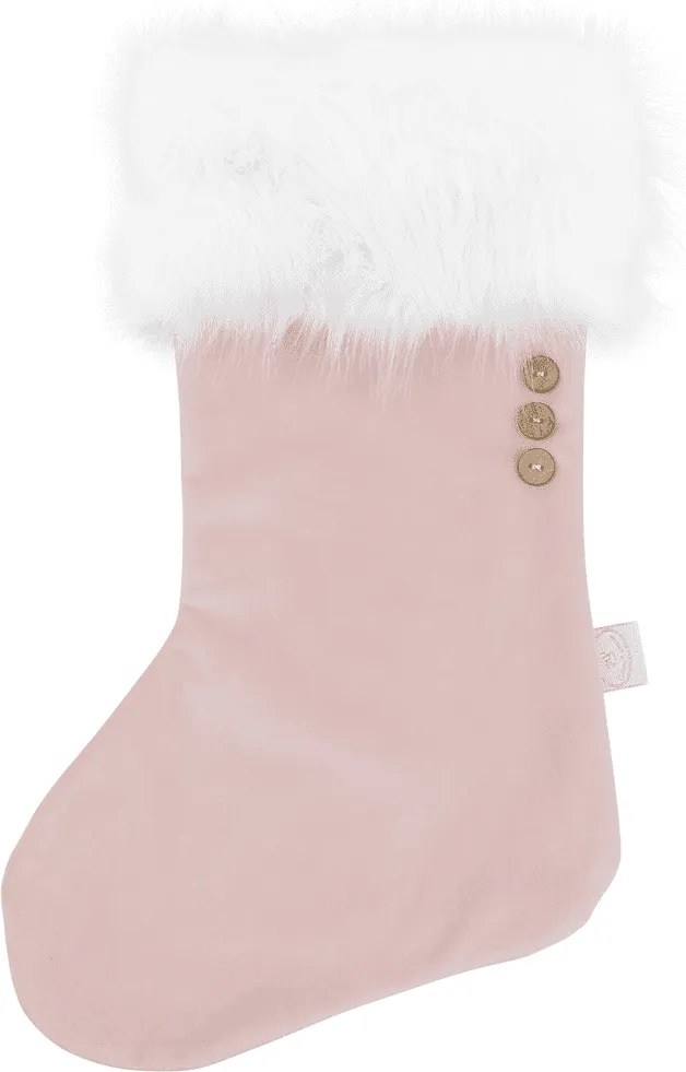 Vianočná pančucha púdrovo ružová s bielou kožušinou 42x26cm