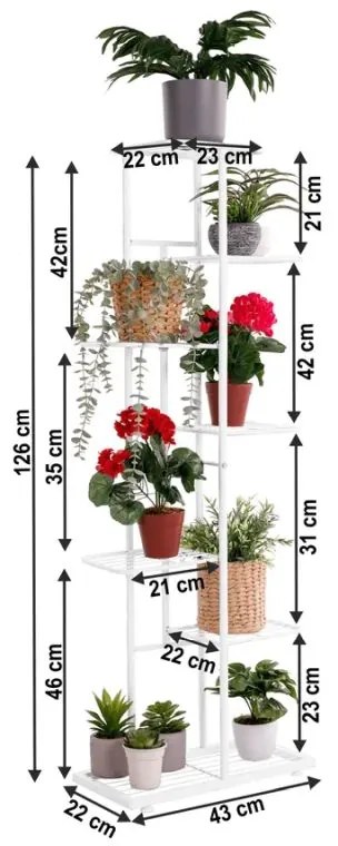 Kondela Kovový stojan na kvety, biely kov, BAMIR TYP 2