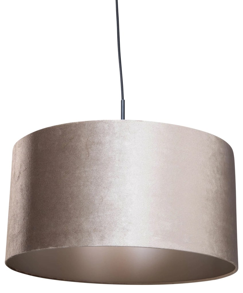Závesná lampa čierna so zamatovým tienidlom taupe 50cm - Combi 1
