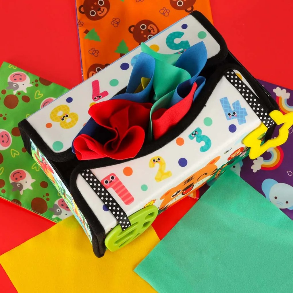 KIK Montessori smyslová třídicí krabička 2v1 s podložkou a látkovými ubrousky