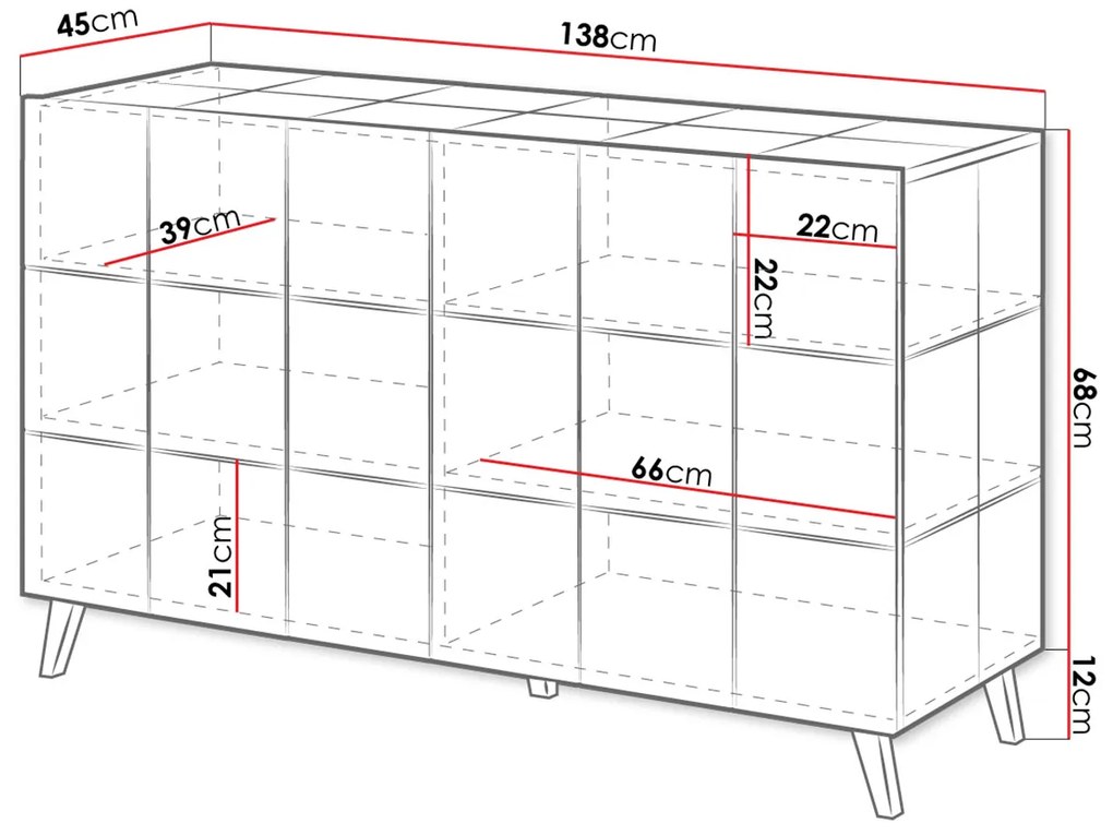 Kvalitná komoda Rebon, MDF biely lesk + LED podsvietenie