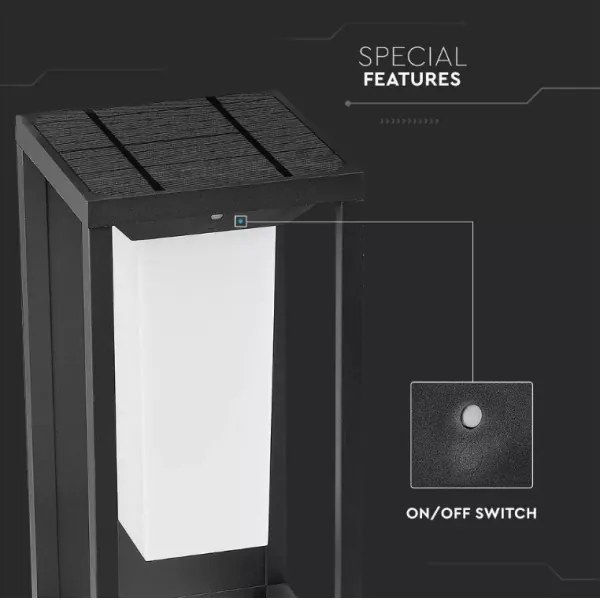 LED solárne nástenné svietidlo s čipom SAMSUNG LED/2W/3,7V IP65 2600 mAh