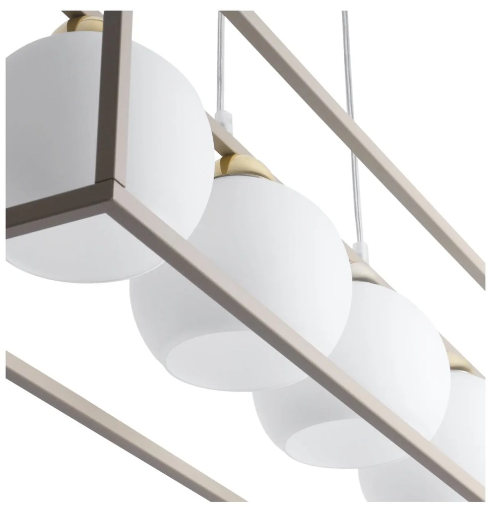 Závesné svietidlo Eliza Cage, 4x biele sklenené tienidlo v kovovom ráme