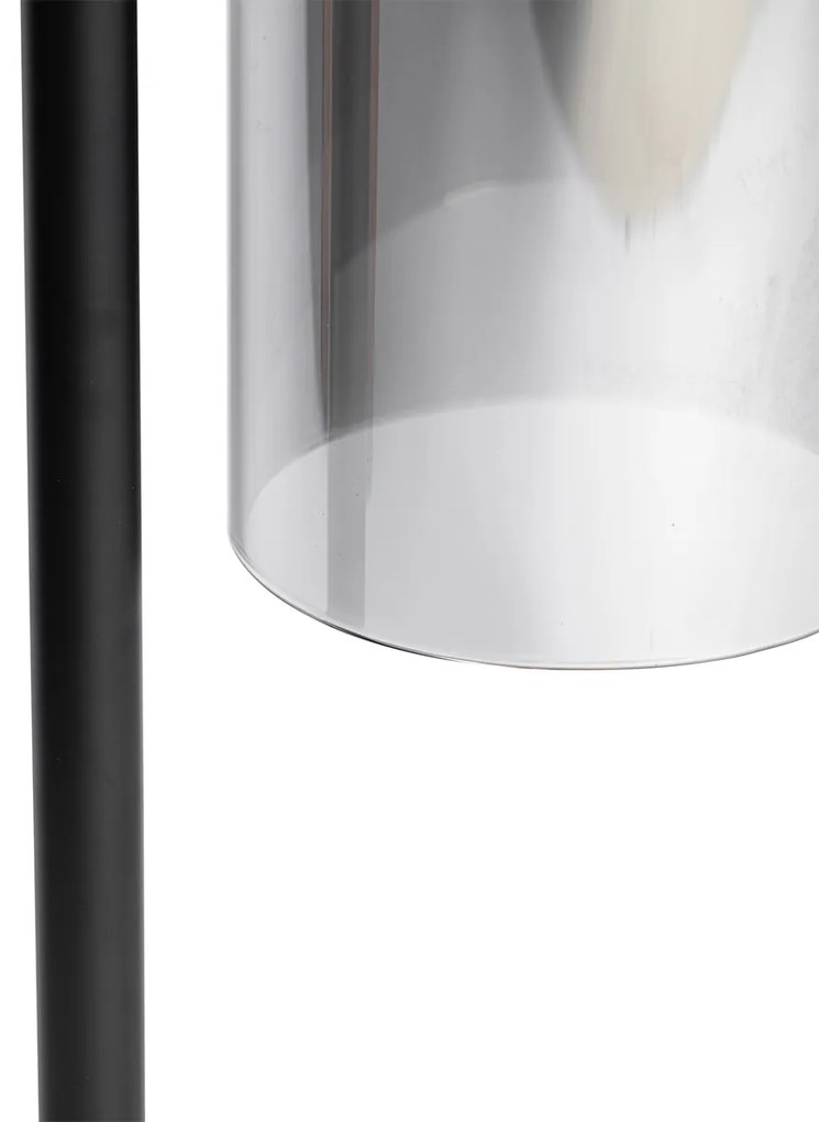Moderná stolná lampa čierna s dymovým sklom - Stavelot