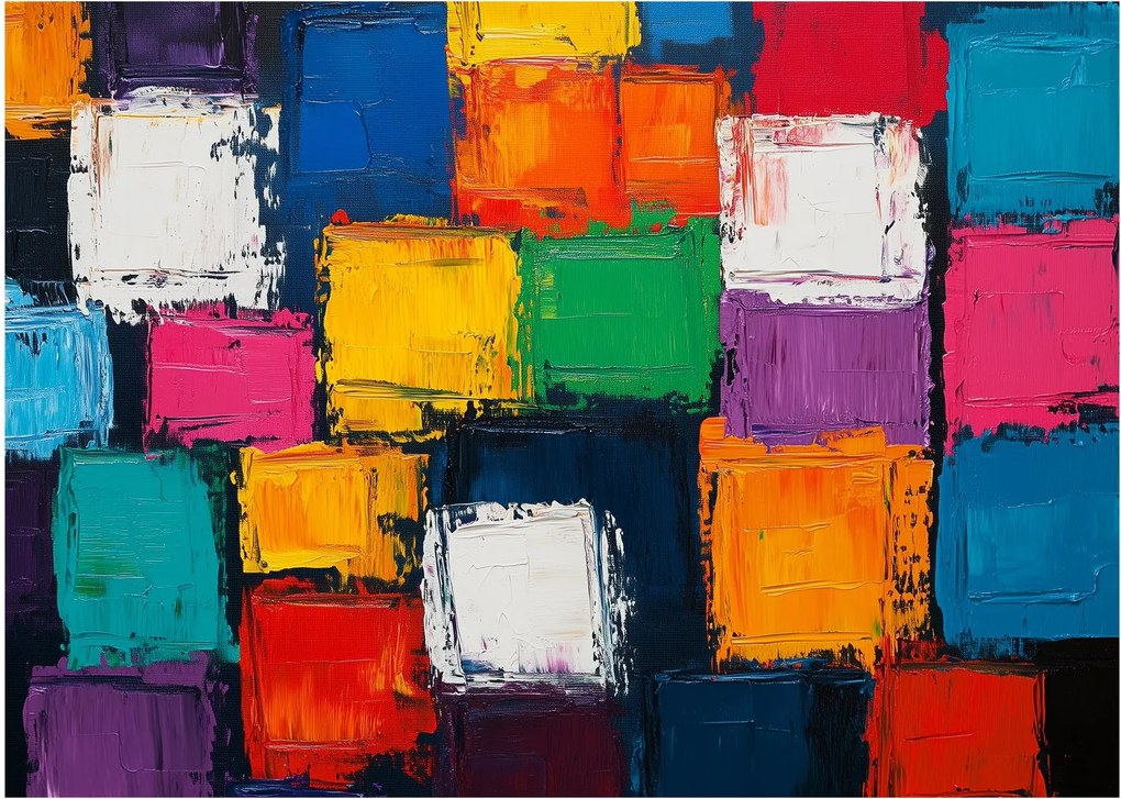 Obraz - Maľba farebných štvorcov (70x50 cm)