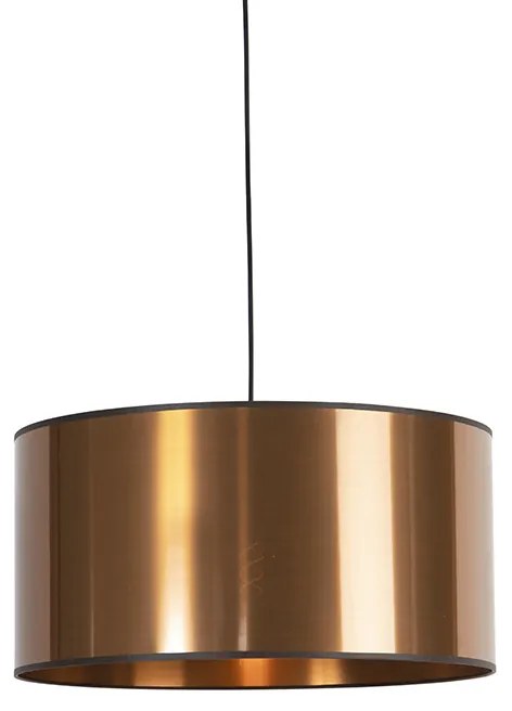 Dizajnové závesné svietidlo čierne s medeným tienidlom 50 cm - Pendel
