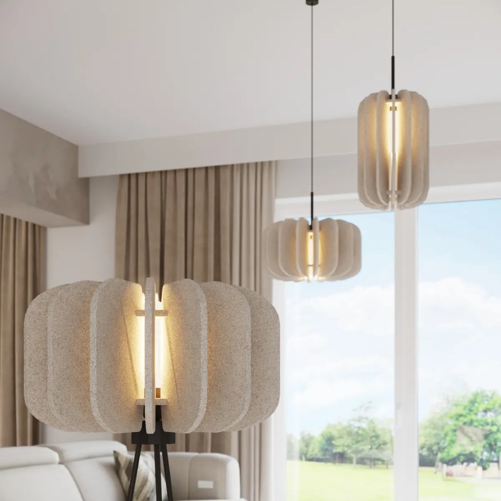 Stojacia lampa Mula, 1x béžové plstené tienidlo, b, (fi 45cm)